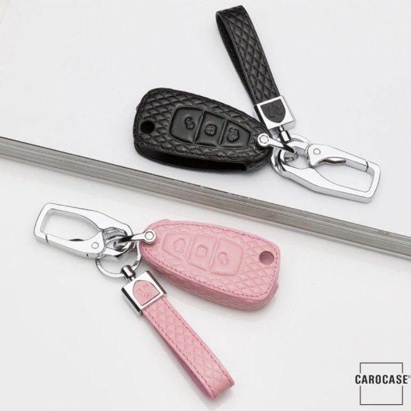 BLACK-ROSE Leder Schlüssel Cover für Ford Schlüssel  LEK4-F4