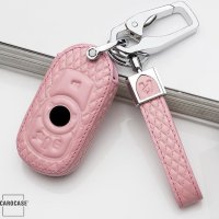 Leather key cover for Opel keys incl. keyring hook + leather keychain (LEK4-OP16)