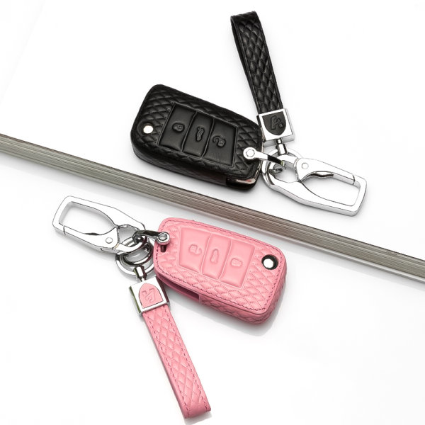 BLACK-ROSE Leder Schlüssel Cover für Volkswagen, Audi, Skoda, Seat Schlüssel  LEK4-V3X