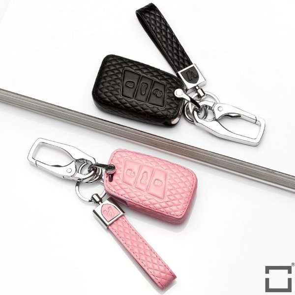 BLACK-ROSE Leder Schlüssel Cover für Volkswagen, Skoda, Seat Schlüssel  LEK4-V4
