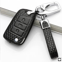 Leather key fob cover case fit for Volkswagen V8 remote key
