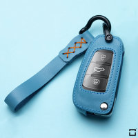 Leder Schlüssel Cover inkl. Lederband & Karabiner passend für Audi Schlüssel  LEK53-AX3
