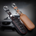 Leather key fob cover case fit for Mazda MZ2 remote key