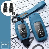 Leder Schlüssel Cover inkl. Lederband & Karabiner passend für Mercedes-Benz Schlüssel  LEK53-M7