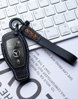 Leder Schlüssel Cover inkl. Lederband & Karabiner passend für Mercedes-Benz Schlüssel  LEK53-M8