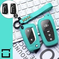 Leder Schlüssel Cover inkl. Lederband & Karabiner passend für Toyota Schlüssel  LEK53-T1