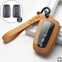 Leather key fob cover case fit for Toyota T5, T6 remote key