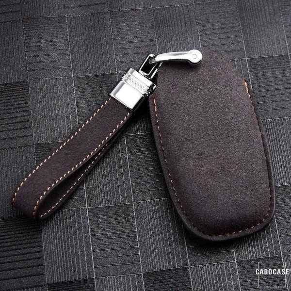 Premium leather key cover for Audi keys incl. leather strap / keychain  (LEK59-AX4)