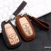 Premium Leder Schlüsselhülle / Schutzhülle (LEK59) passend für Volkswagen,  Audi, Skoda, Seat Schlüssel inkl. Lederband