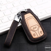 Coque de clé de Voiture en cuir compatible avec Audi clés inkl. Lederband (LEK59-AX6)