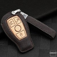 Coque de clé de Voiture en cuir compatible avec Mercedes-Benz clés inkl. Lederband (LEK59-M8)