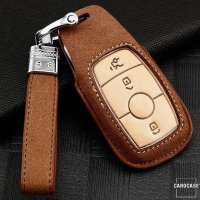 Premium leather key cover for Mercedes-Benz keys incl. leather strap / keychain (LEK59-M9)