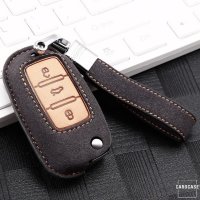 Premium leather key cover for Volkswagen, Skoda, Seat keys incl. leather strap / keychain (LEK59-V2)