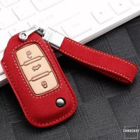 Premium leather key cover for Volkswagen, Skoda, Seat keys incl. leather strap / keychain (LEK59-V2X)