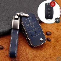 Premium Leder Cover inkl. Lederband für Volkswagen, Skoda, Seat LEK61-V2X