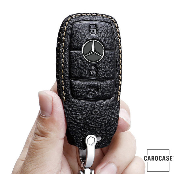 Leather key fob cover case fit for Mercedes-Benz M9 remote key, 25