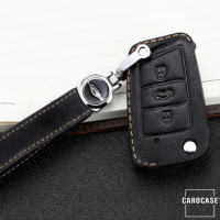 Coque de protection en cuir de première qualité pour voiture Volkswagen, Skoda, Seat clé télécommande V3