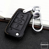 Premium Leather key fob cover case fit for Volkswagen, Skoda, Seat V3 remote key