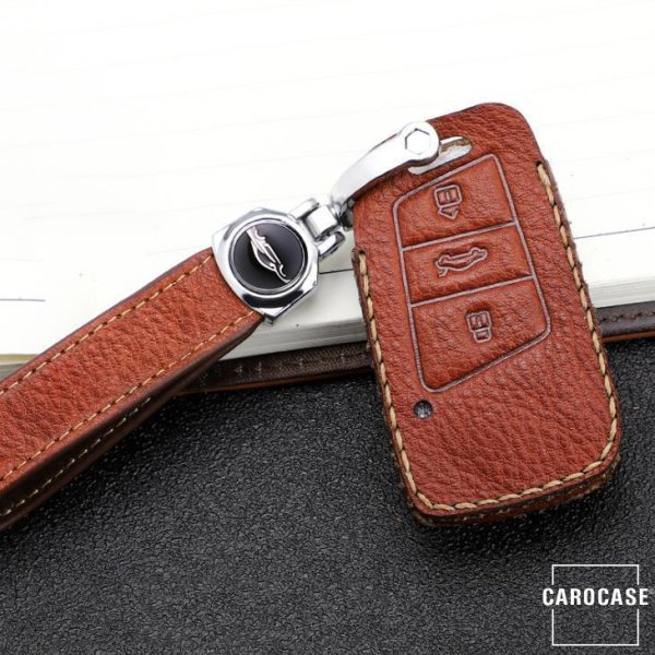 Premium Leder Schlüsseletui passend für Volkswagen, Skoda, Seat