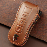 Funda protectora de cuero premium para llaves PorscheIncluye mosquetón + correa de piel (LEK64-PE2)