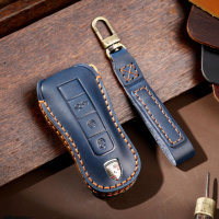 Premium Leder Schlüsselhülle / Schutzhülle (LEK64) passend für Porsche Schlüssel inkl. Karabiner + Lederband