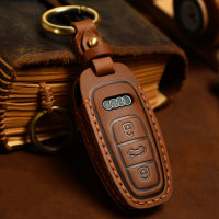 Premium leather key cover for Audi keys including keyring...