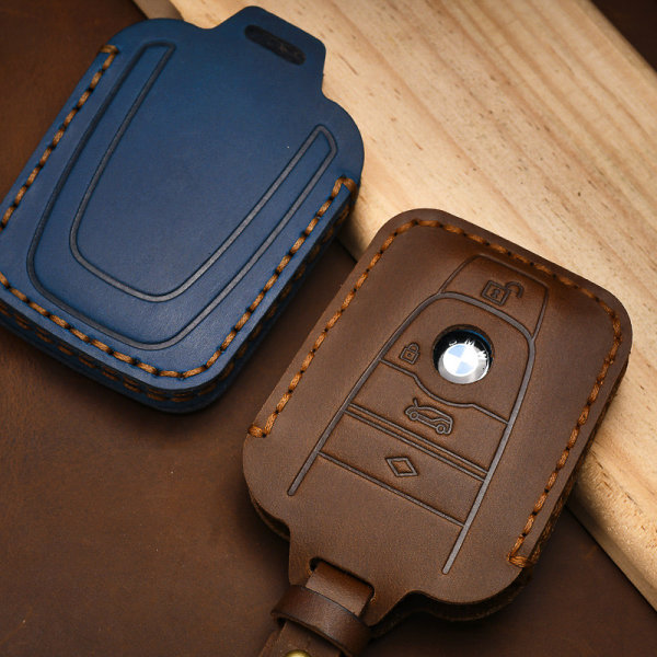 Cover protettiva in pelle premium per chiavi BMW compreso portachiavi (LEK65-B11)