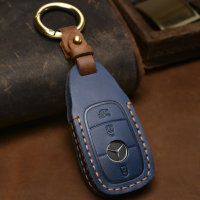 Premium leather key cover for Mercedes-Benz keys including keyring (LEK65-M9)