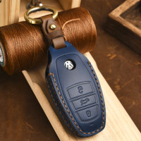 Premium leather key cover for Volkswagen keys including keyring (LEK65-V7X)