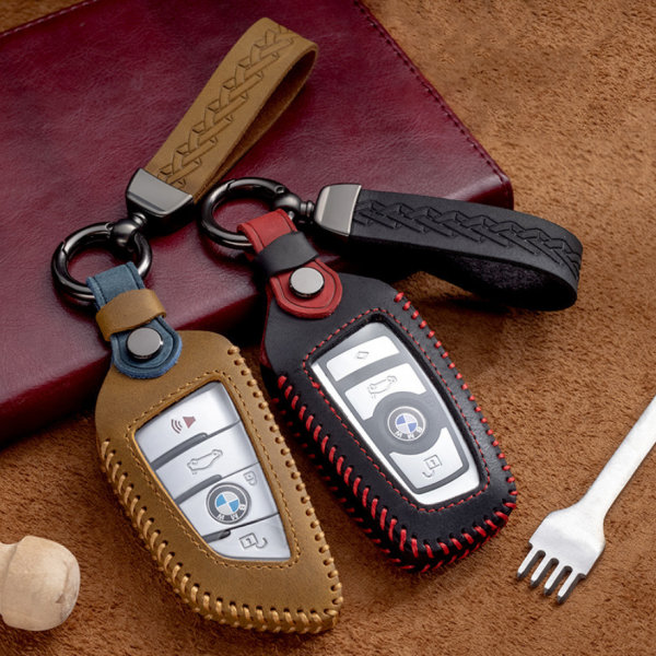Coque de clé de Voiture en cuir compatible avec BMW clés inkl. Karabi,  23,95 €