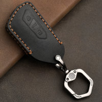 Coque de clé de Voiture en cuir compatible avec Volkswagen, Skoda, Seat clés inkl. Karabiner (LEK68-V11)
