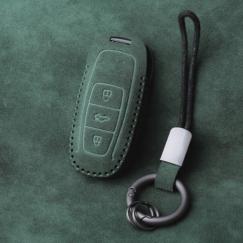 Alcantara Schlüsselhülle (LEK69) passend für Audi Schlüssel inkl. Karabiner + Schlüsselring Premium Autoschlüssel Schutzhülle - Detailansicht 2