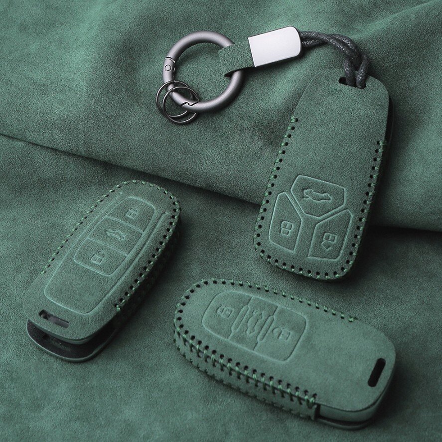 Alcantara Schlüsselhülle (LEK69) passend für Audi Schlüssel inkl. Karabiner + Schlüsselring Premium Autoschlüssel Schutzhülle - Detailansicht 3