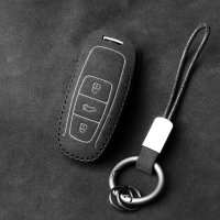 Funda protectora de cuero alcantara para llaves Audi Incluye mosquetón + llavero (LEK69-AX7)