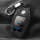Coque de clé de voiture en cuir alcantara compatible avec BMW clés inkl. Karabiner + Schlüsselring (LEK69-B8)
