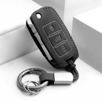 Funda protectora de cuero alcantara para llaves Volkswagen, Skoda, Seat Incluye mosquetón + llavero (LEK69-V2)