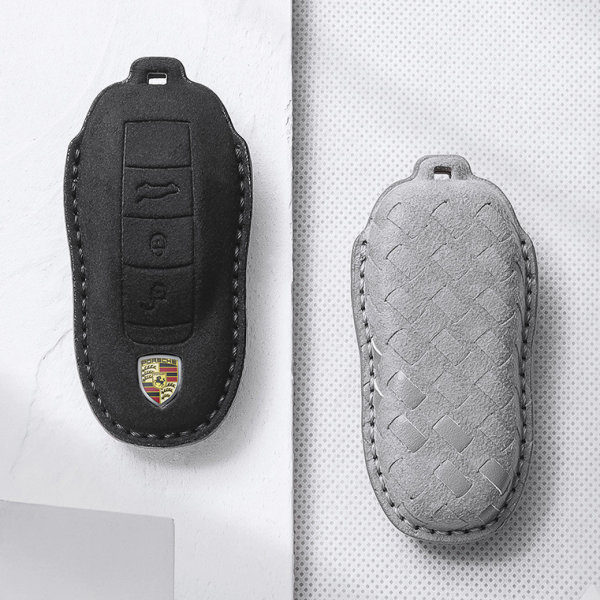 Funda protectora de cuero alcantara para llaves Porsche incluye llavero (LEK72-PEX)