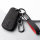 Alcantara Schlüsselhülle / Schlüsselcover (LEK76) passend für Audi Schlüssel inkl. Schlüsselanhänger - schwarz