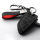 Coque de clé de voiture en cuir alcantara (LEK76) compatible avec BMW clés incl. porte-clés (alcantara) - noir