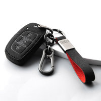 Alcantara key cover (LEK76) for Hyundai keys incl. keychain - black