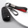 Coque de clé de voiture en cuir alcantara (LEK76) compatible avec Ford clés incl. porte-clés (alcantara) - noir