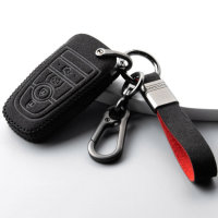 Funda protectora de cuero alcantara (LEK76) para llaves Ford incluye llavero - negro