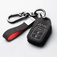 Alcantara key cover (LEK76) for Honda keys incl. keychain - black