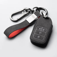 Funda protectora de cuero alcantara (LEK76) para llaves Honda incluye llavero - negro