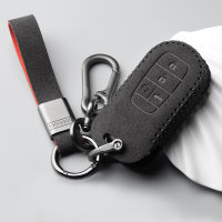 Alcantara Schlüsselhülle (LEK76) passend für Honda Schlüssel inkl. Schlüsselanhänger - schwarz