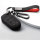 Coque de clé de voiture en cuir alcantara (LEK76) compatible avec Jeep, Fiat clés incl. porte-clés (alcantara) - noir