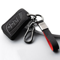 Coque de clé de voiture en cuir alcantara (LEK76) compatible avec Lexus clés incl. porte-clés (alcantara) - noir
