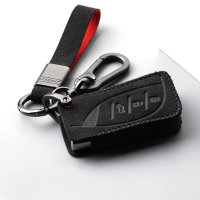 Funda protectora de cuero alcantara (LEK76) para llaves Lexus incluye llavero - negro