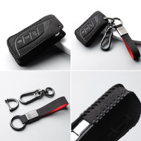 Coque de clé de voiture en cuir alcantara (LEK76) compatible avec Lexus clés incl. porte-clés (alcantara) - noir