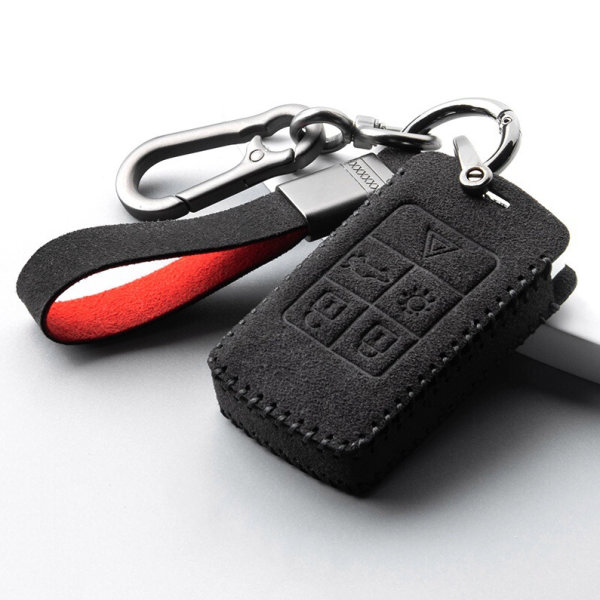 Alcantara Schlüsselhülle / Schlüsselcover (LEK76) passend für Audi  Schlüssel inkl. Schlüsselanhänger - schwarz